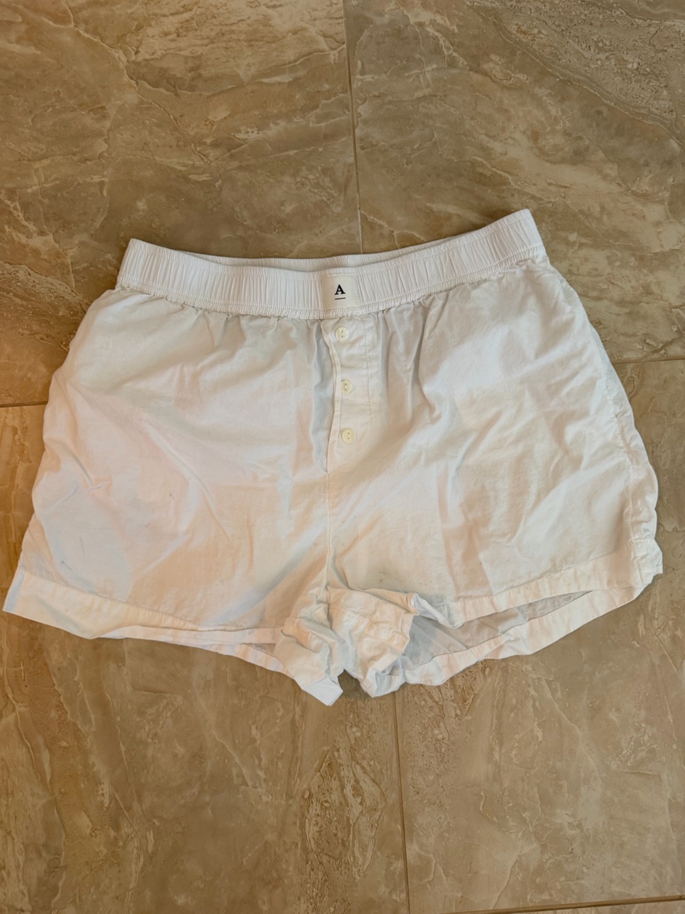 Anthropologie White Cotton Boxer Shorts